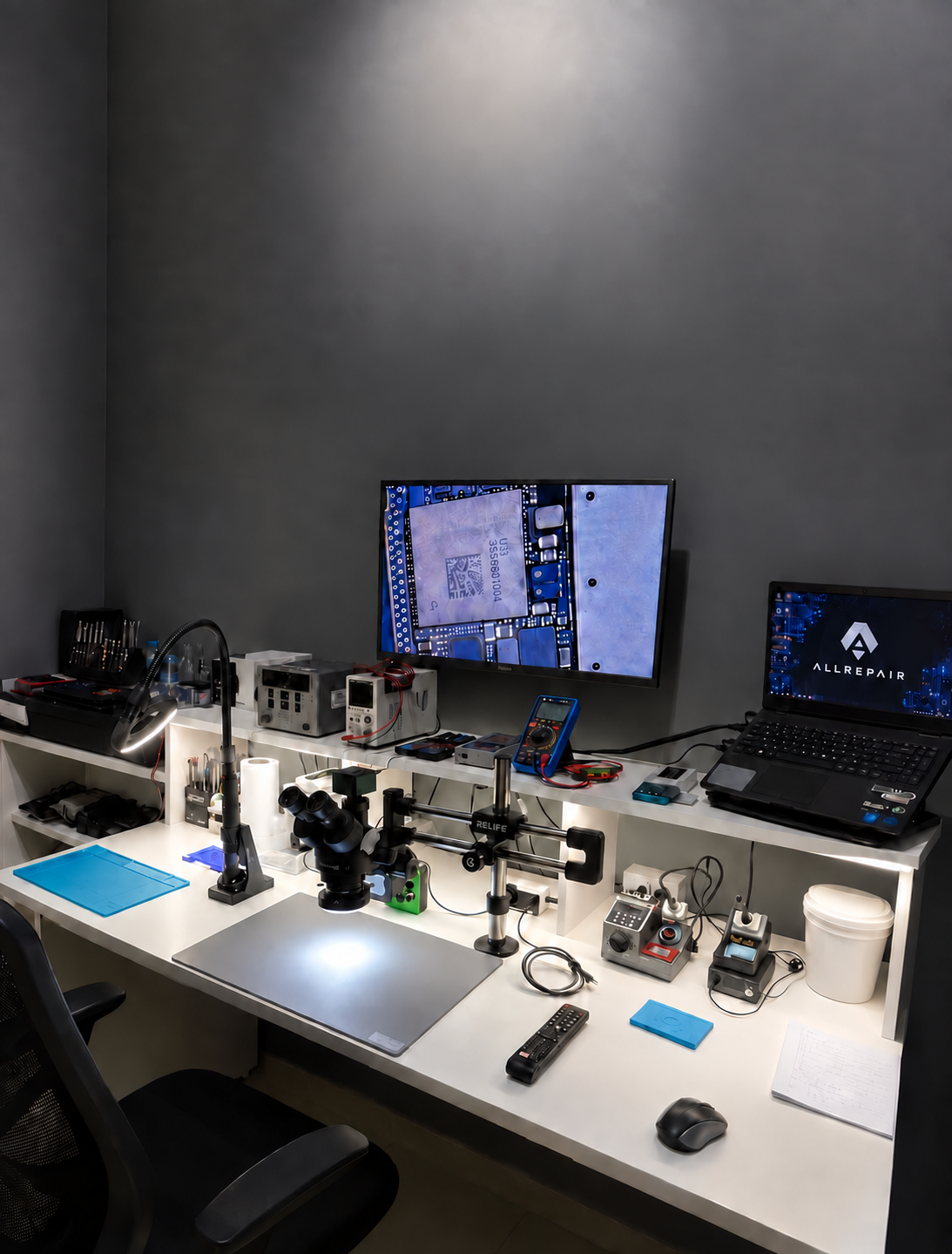 Interior del taller ALLREPAIR en Huelin, Málaga